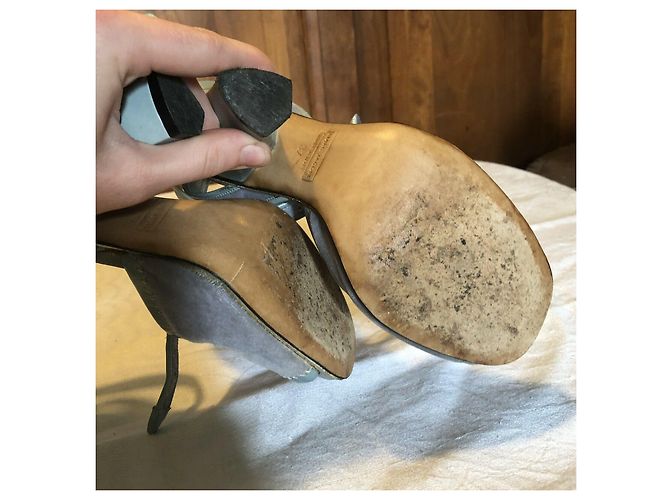 Marc Jacobs Absatzschuhe hellblauer Samt und türkises Lackleder - Ansicht 7