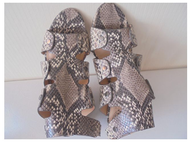 Sandali Vince Camuto in pelle e pitone nero beige - vista 2
