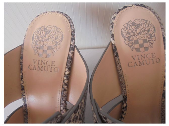Sandali Vince Camuto in pelle e pitone nero beige - vista 3
