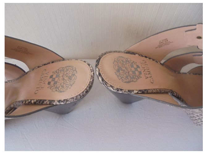 Sandali Vince Camuto in pelle e pitone nero beige - vista 5