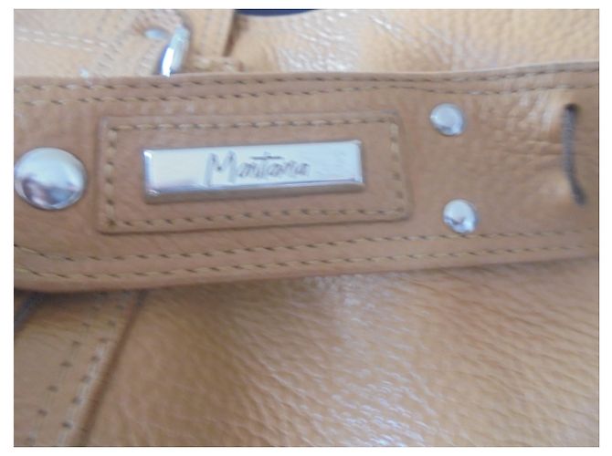 Borsa a mano Claude Montana in pelle color cognac Marrone chiaro - vista 5