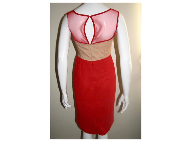 Abito Reiss con pizzo rosso e gonna in chiffon Carne - vista 4