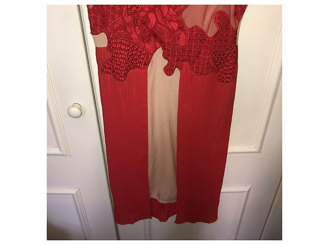 Abito Reiss con pizzo rosso e gonna in chiffon Carne - vista 7