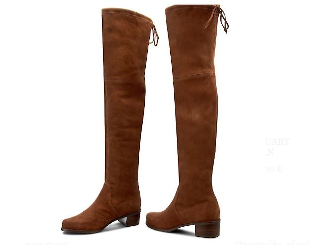 Stuart Weitzman Midland Wildleder Overknee Stiefel Caramel Hellbraun Karamell - Ansicht 7