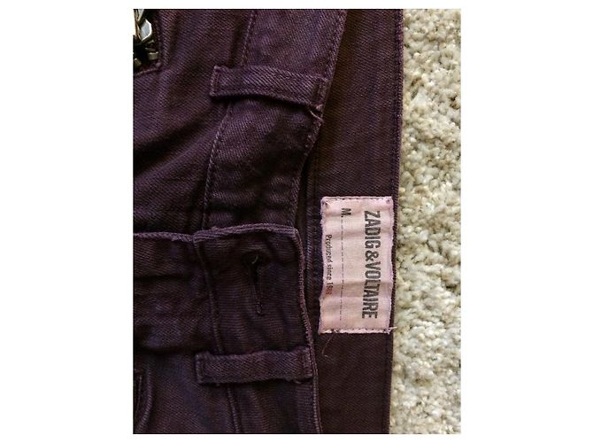 Zadig & Voltaire Super Law Vaqueros Rojo Oscuro Algodón Burdeos - vista 7