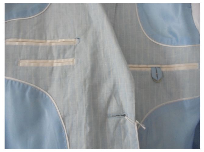 Autre Marque Completo PALENZO in lino azzurro con nastri bianchi Bianco Blu chiaro - vista 3