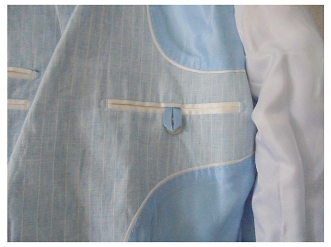 Autre Marque Completo PALENZO in lino azzurro con nastri bianchi Bianco Blu chiaro - vista 4