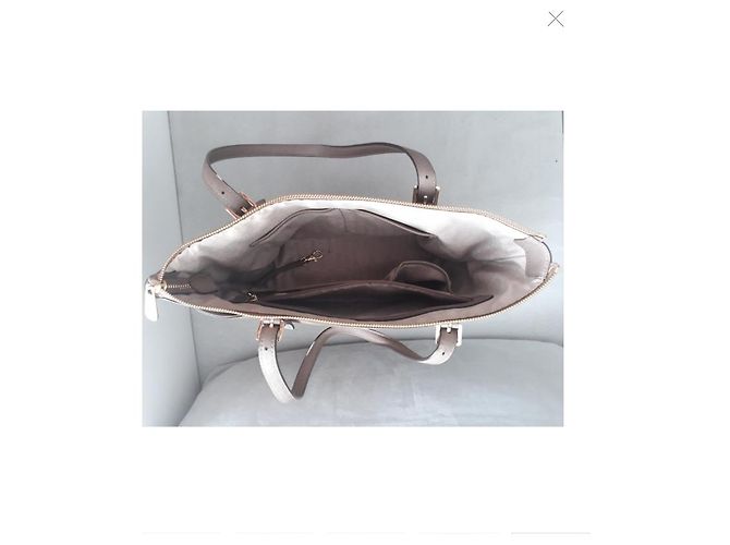 Borsa a mano Michael Kors Jet Set in pelle beige - vista 7