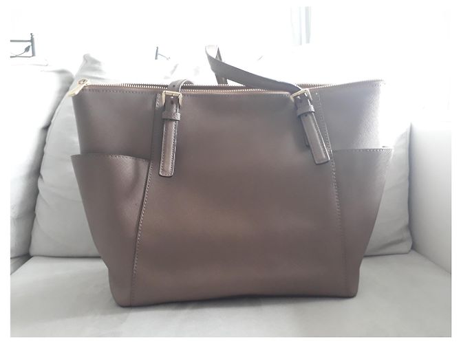 Borsa a mano Michael Kors Jet Set in pelle beige - vista 3