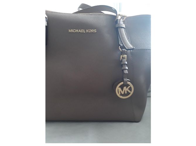 Borsa a mano Michael Kors Jet Set in pelle beige - vista 5