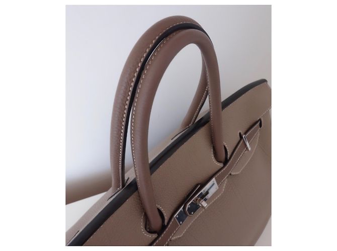 Hermès Hermes Birkin Tasche 35 zweifarbig Grau Taupe - Ansicht 12