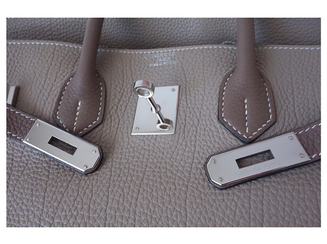 Hermès Hermes Birkin Tasche 35 zweifarbig Grau Taupe - Ansicht 20