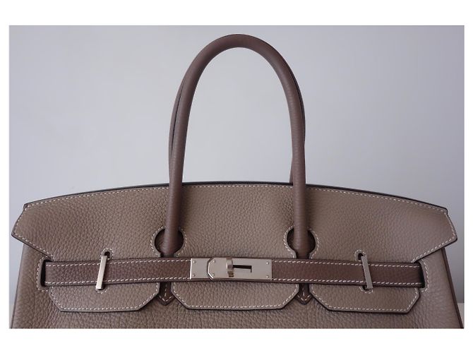 Hermès Hermes Birkin Tasche 35 zweifarbig Grau Taupe - Ansicht 9