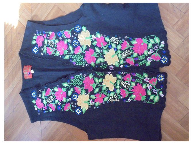 Giacca Kenzo Ricamata e Strass Nera in Lino Nero - vista 4