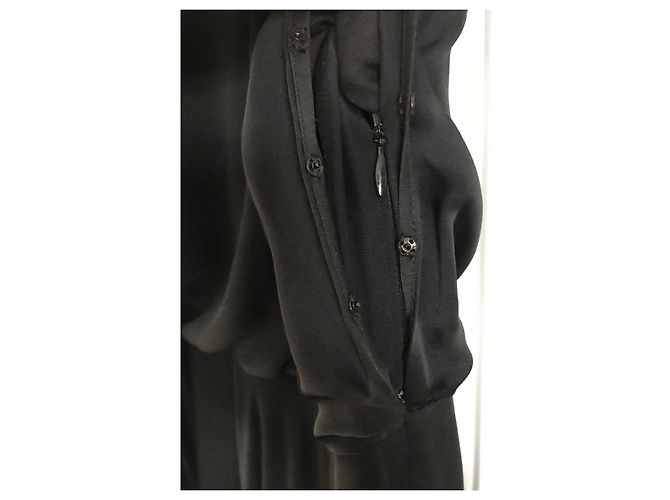 Halston Heritage High Low Maxikleid aus schwarzer Seide - Ansicht 12