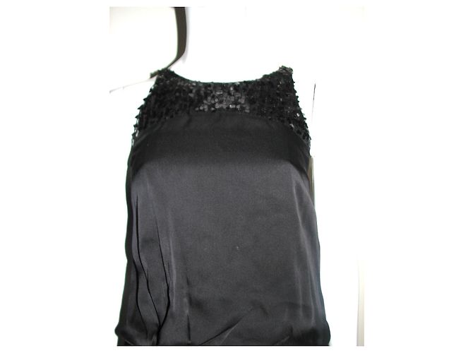 Halston Heritage High Low Maxikleid aus schwarzer Seide - Ansicht 2