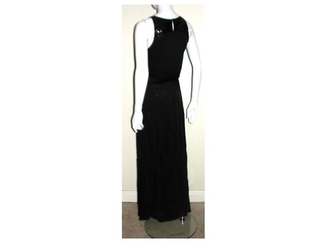 Halston Heritage High Low Maxikleid aus schwarzer Seide - Ansicht 4