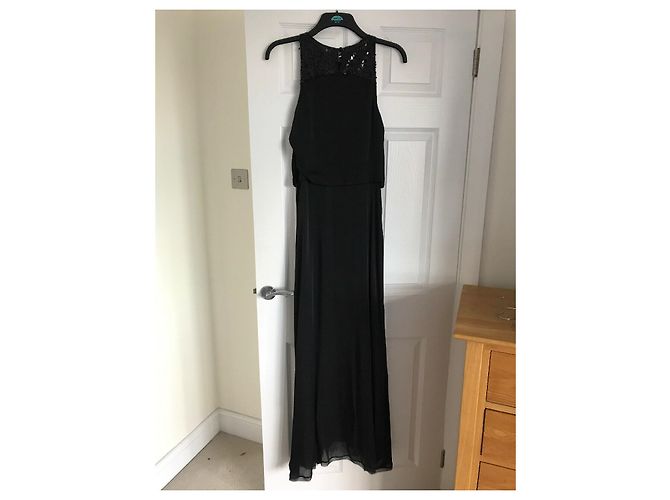 Halston Heritage High Low Maxikleid aus schwarzer Seide - Ansicht 8
