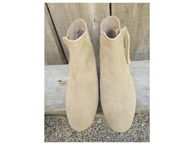 Botas Maje bege em camurça e couro 40 - vista 4
