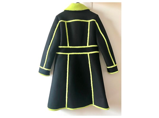 Abrigo Moschino de lana negro y verde claro - vista 3