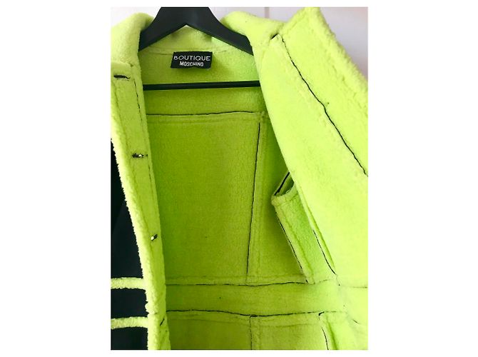 Abrigo Moschino de lana negro y verde claro - vista 4