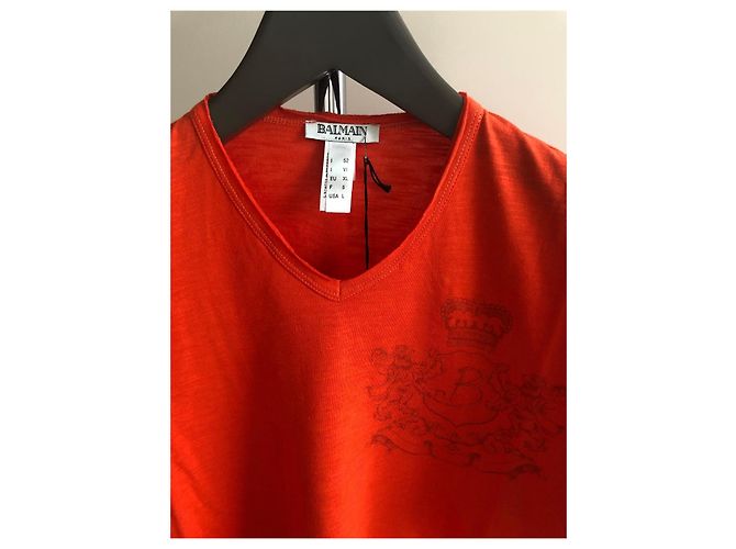 BALMAIN PARIS NEW MEN'S ORANGE T-SHIRT - view 6