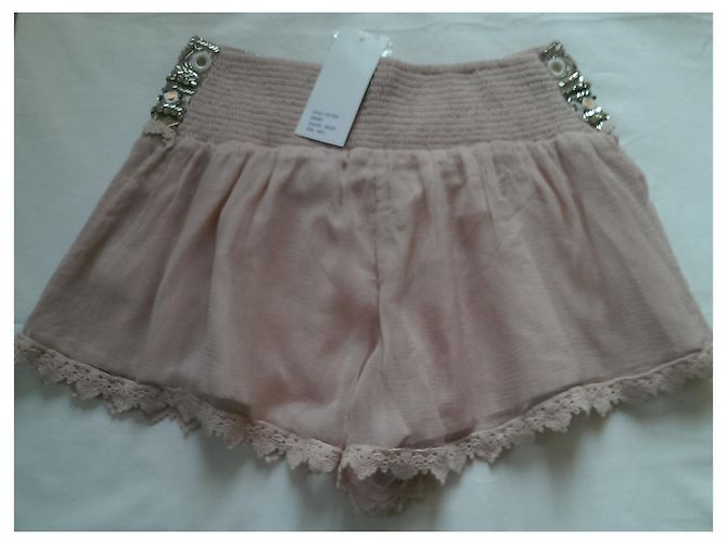 Autre Marque Diamond for eden Mini-Shorts Rosa Viscose mit Perlen und Spitze Pink - Ansicht 2