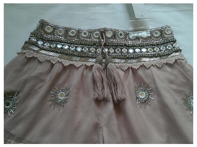 Autre Marque Diamond for eden Mini-Shorts Rosa Viscose mit Perlen und Spitze Pink - Ansicht 3
