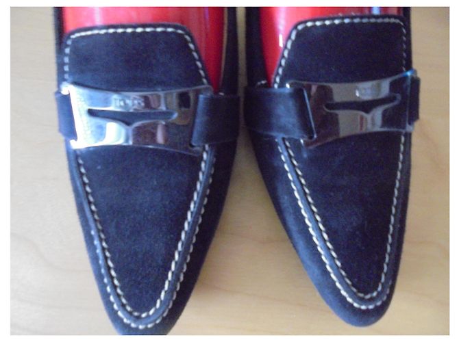Mocasines de tacón Tod's en piel y gamuza negra Talla 38 Negro - vista 2