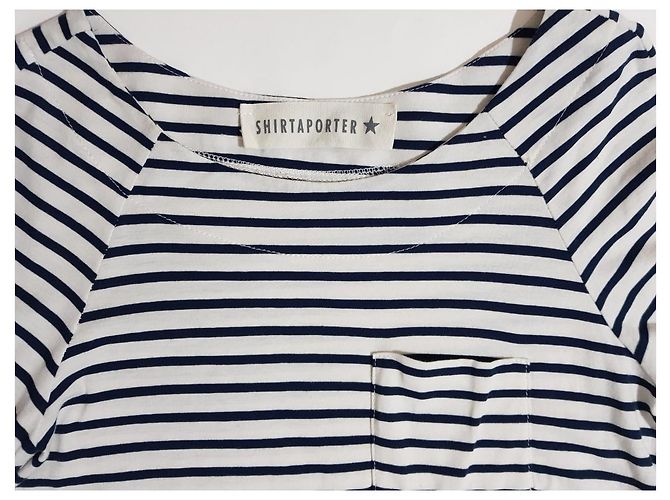 Camicetta Shirtaporter a righe in seta e cotone bianca blu Bianco Multicolore - vista 3