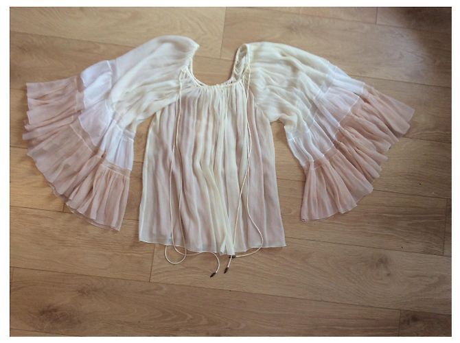 Camisa boho Chloé crudo blanco y rosa. - vista 3