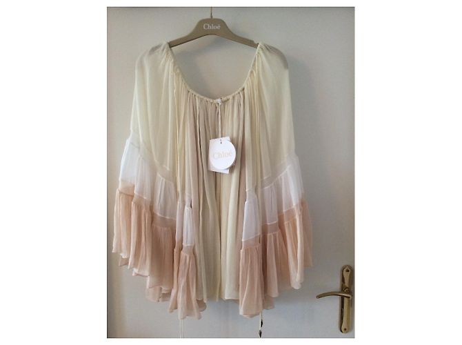 Camisa boho Chloé crudo blanco y rosa. - vista 5