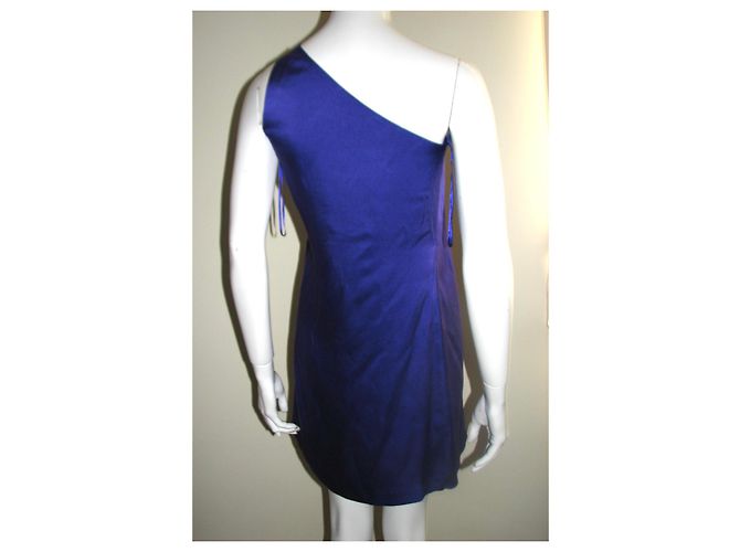 Abito Halston Heritage in seta monospalla stile greco viola Porpora - vista 4