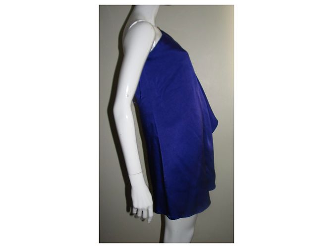 Abito Halston Heritage in seta monospalla stile greco viola Porpora - vista 5