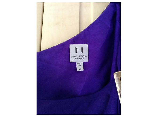 Abito Halston Heritage in seta monospalla stile greco viola Porpora - vista 8