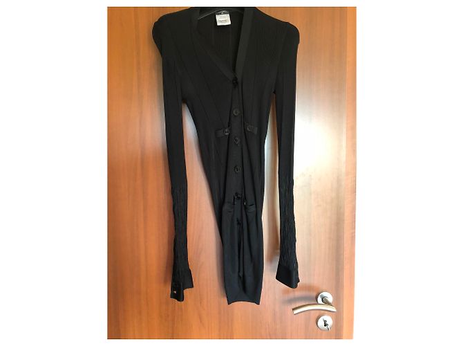 Chanel lange Strickjacke schwarz Viscose - Ansicht 2