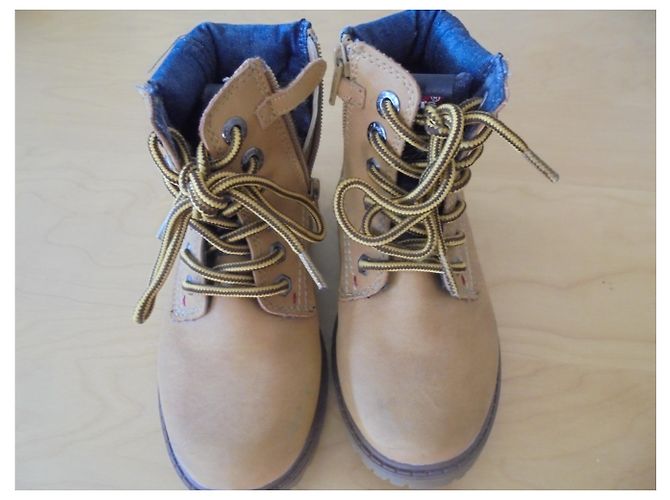 Botas Levi's Super Boots Infantil Denim Azul e Couro Marrom Claro Castanho claro - vista 2