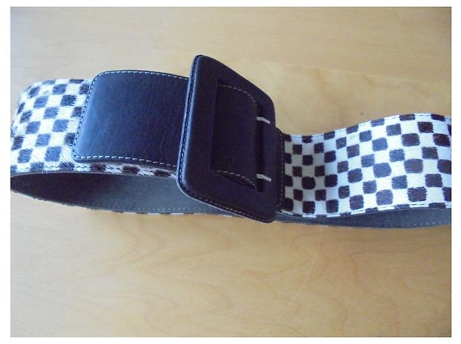 Kenzo Damier Gürtel Schwarz Weiß Leder - Ansicht 2
