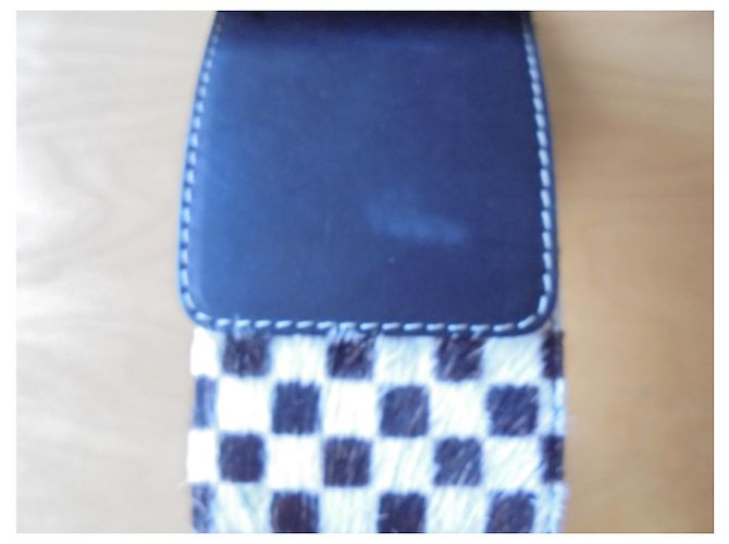 Kenzo Damier Gürtel Schwarz Weiß Leder - Ansicht 3