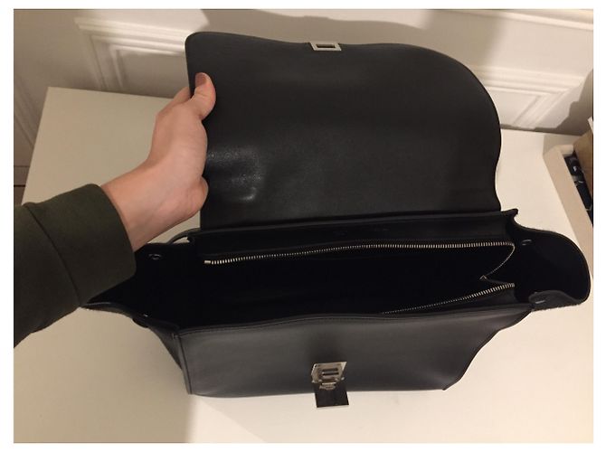 Borsa Céline Trapeze in pelle nera e pelliccia marrone Nero - vista 4