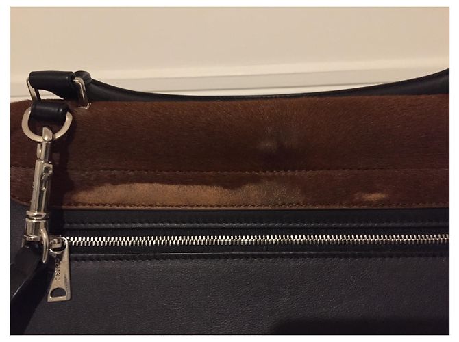 Borsa Céline Trapeze in pelle nera e pelliccia marrone Nero - vista 5
