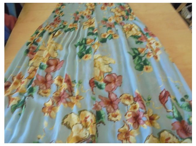 FALDA DE SEDA PINTADA LARGA KENZO Mostaza Azul claro - vista 2
