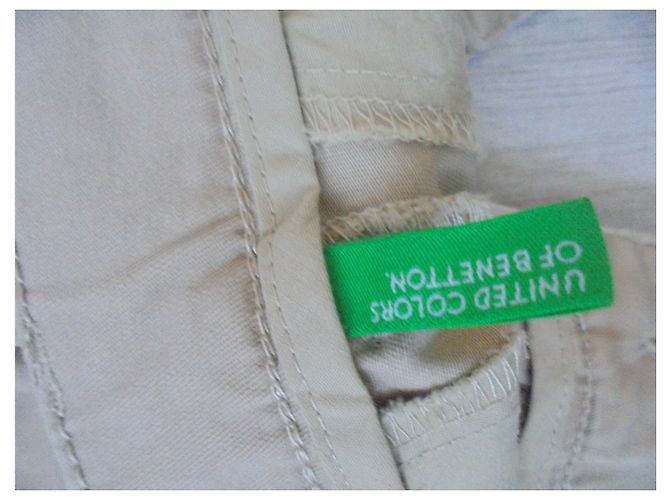 Autre Marque Pantalones acampanados Benetton beige de algodón - vista 2