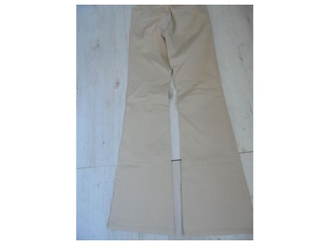Autre Marque Pantalones acampanados Benetton beige de algodón - vista 3