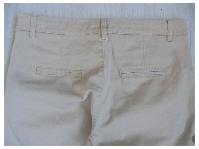 Autre Marque Pantalones acampanados Benetton beige de algodón - vista 4