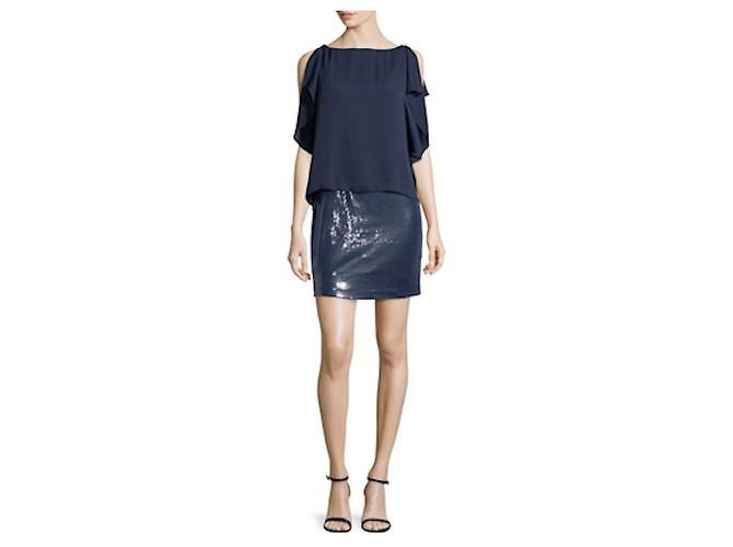 HALSTON HERITAGE KLEID Blau Marineblau - Ansicht 3