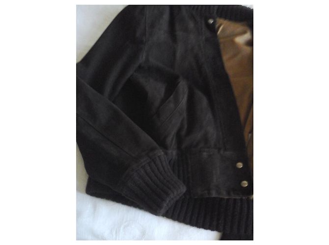 Chaqueta Massimo Dutti de Gamuza Chocolate - vista 3