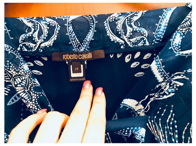 Túnica Kaftan Top de Seda Azul Roberto Cavalli - vista 2