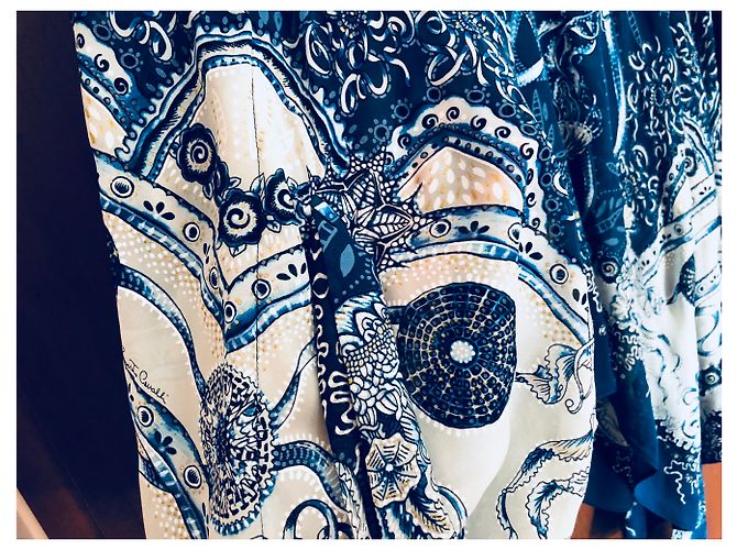 Túnica Kaftan Top de Seda Azul Roberto Cavalli - vista 3