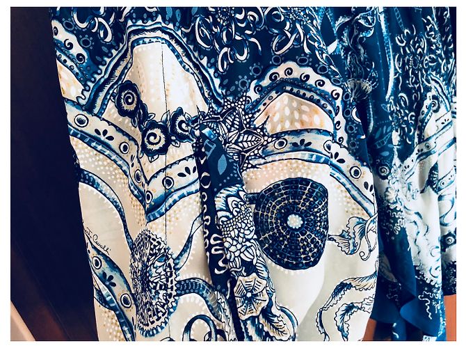 Túnica Kaftan Top de Seda Azul Roberto Cavalli - vista 5